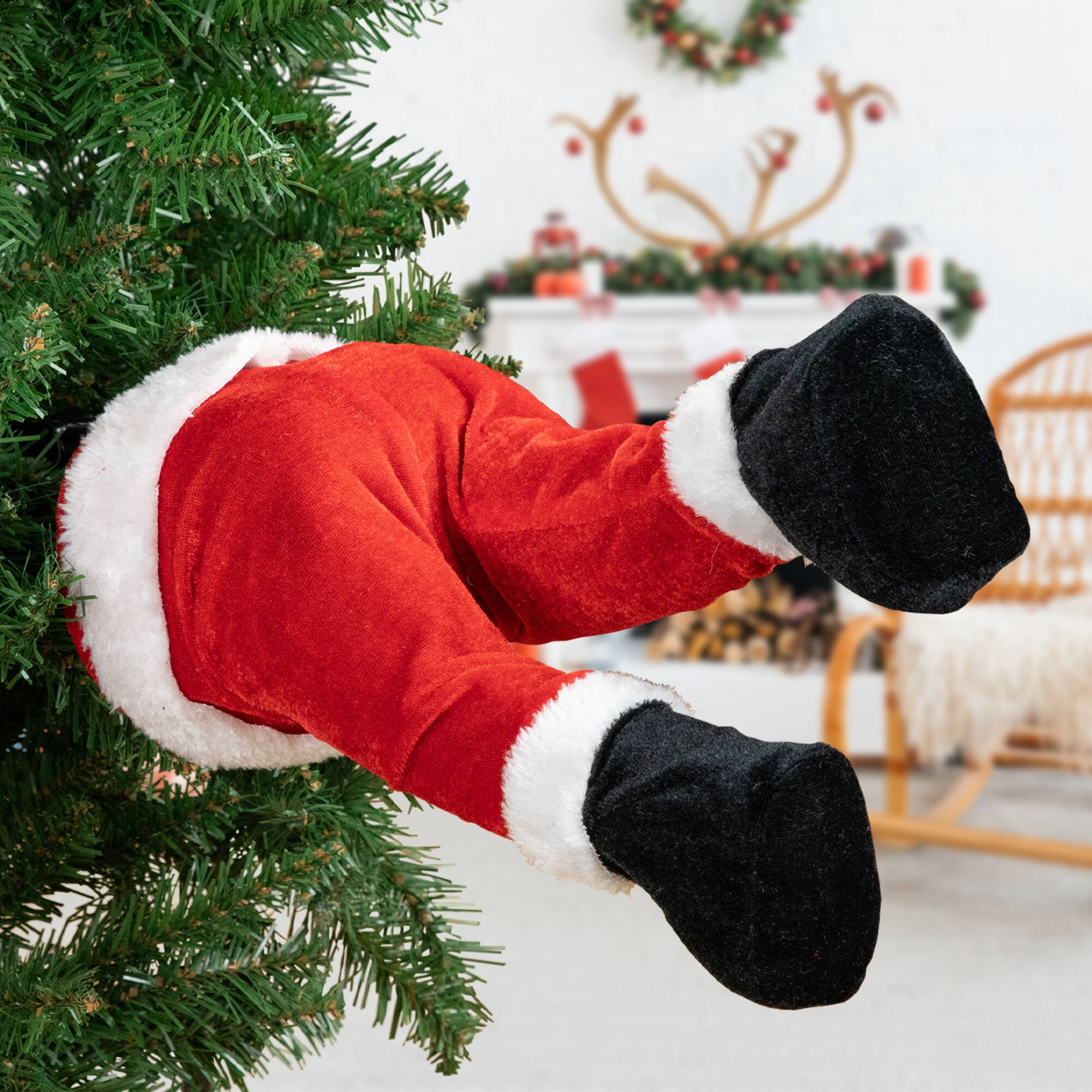 25.5" Animated & Musical Santa's Kicking Legs Christmas Decoration